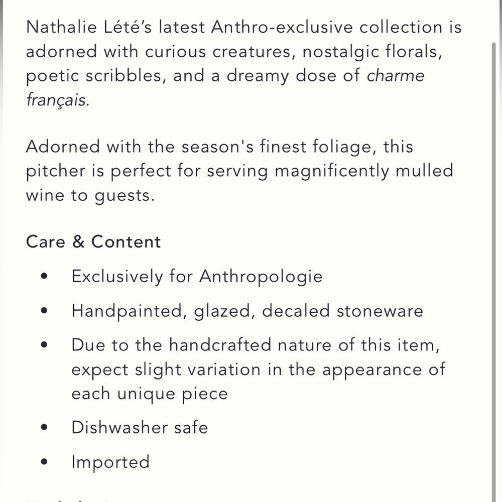 Nathalie Lete Marais pitcher - Picture 10 of 10